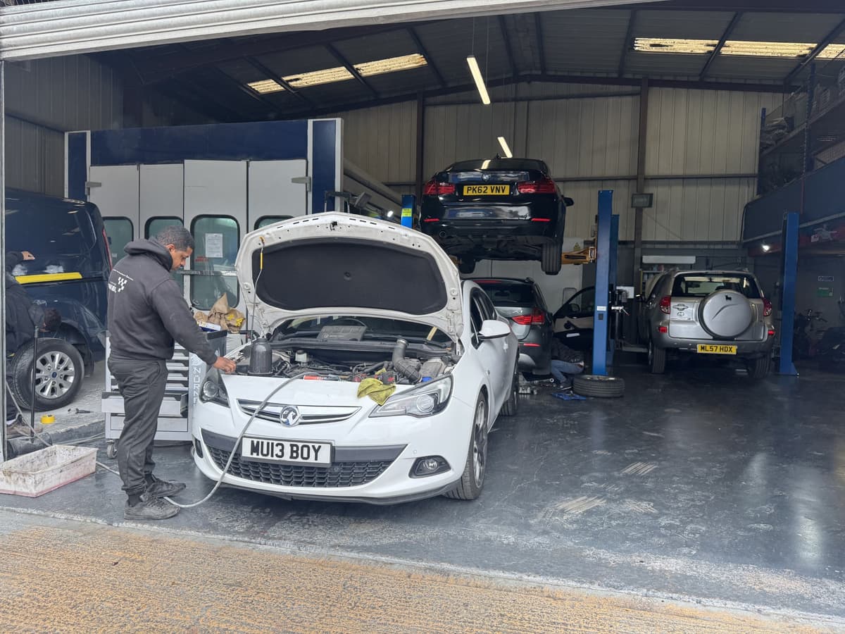 Mechanic working on a car