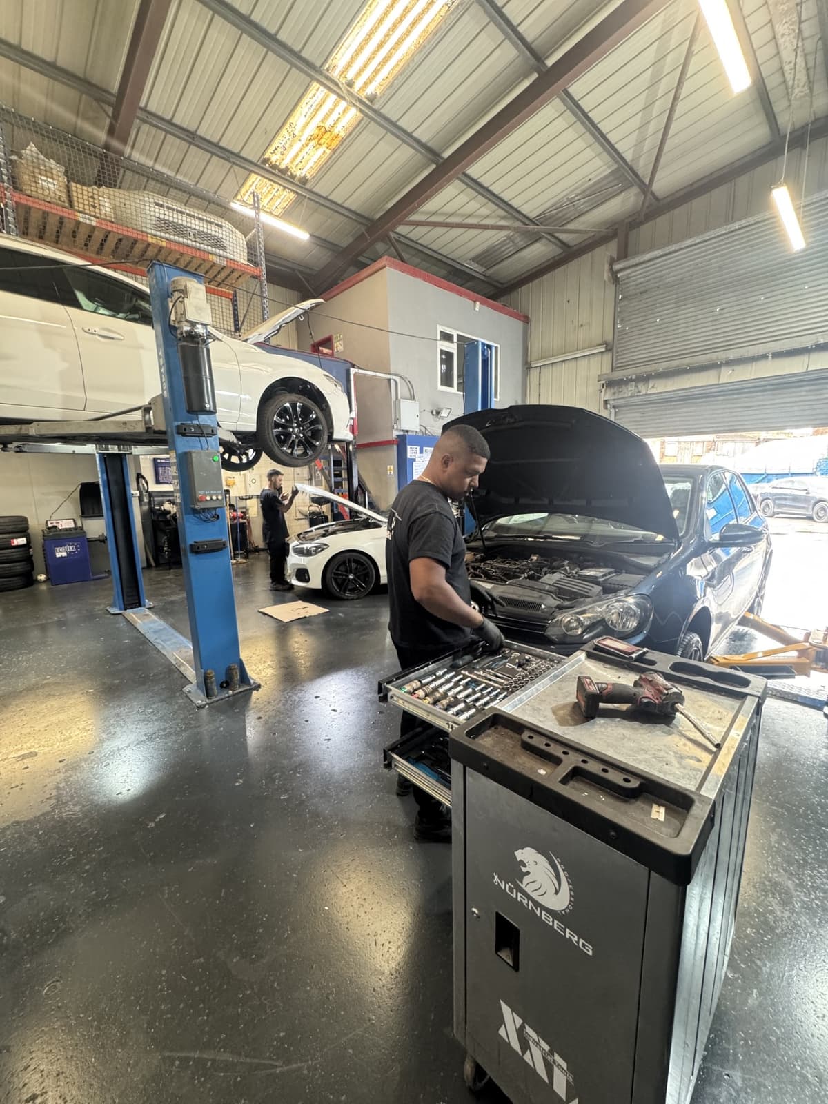 Mechanic working on a car